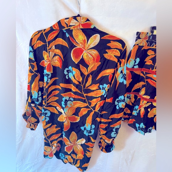 RIVER ISLAND Black Tropical Oversized Top and Mini Skirt Set - Picture 13 of 15